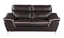 Loveseat contemporáneo de cuero marrón de 36