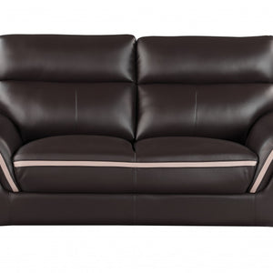 Loveseat contemporáneo de cuero marrón de 36"