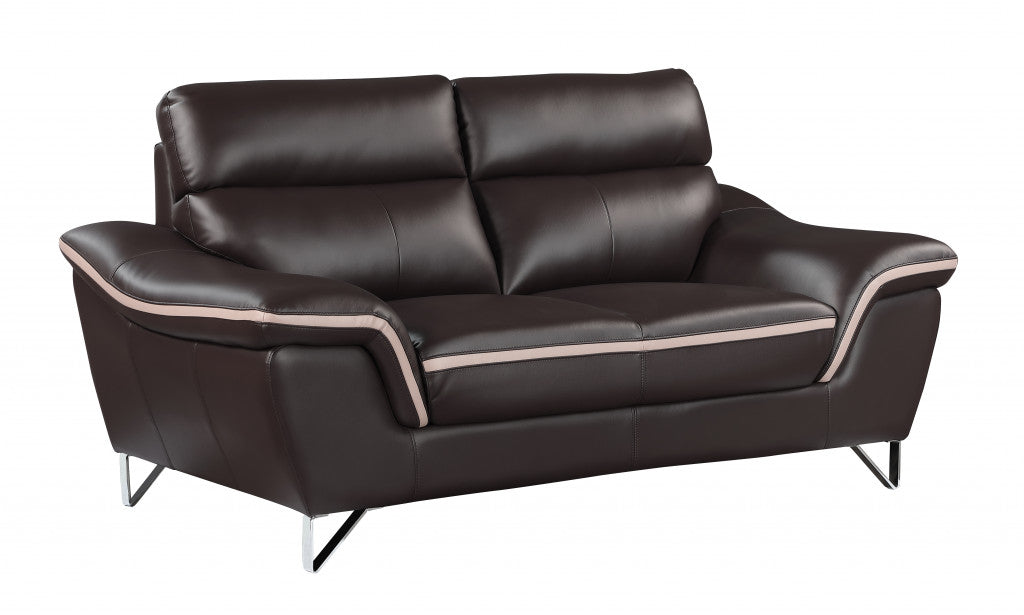 Loveseat contemporáneo de cuero marrón de 36"