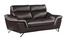 Loveseat contemporáneo de cuero marrón de 36