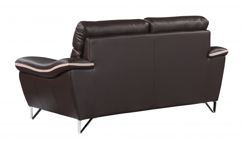 Loveseat contemporáneo de cuero marrón de 36"