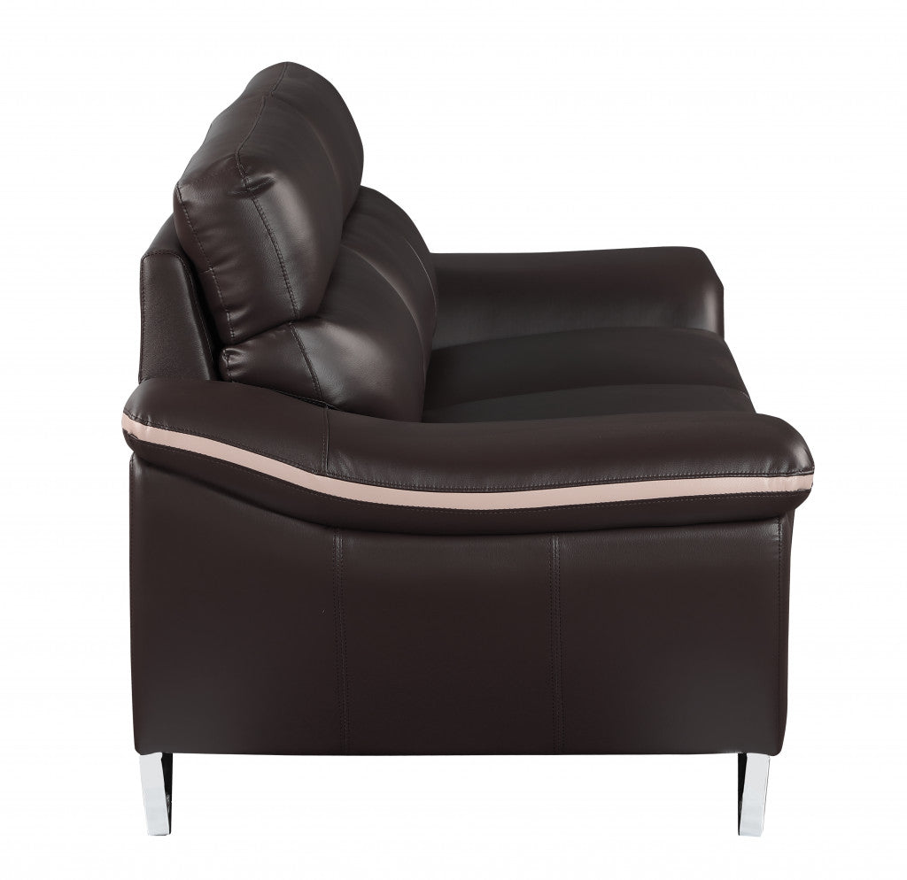 Loveseat contemporáneo de cuero marrón de 36"