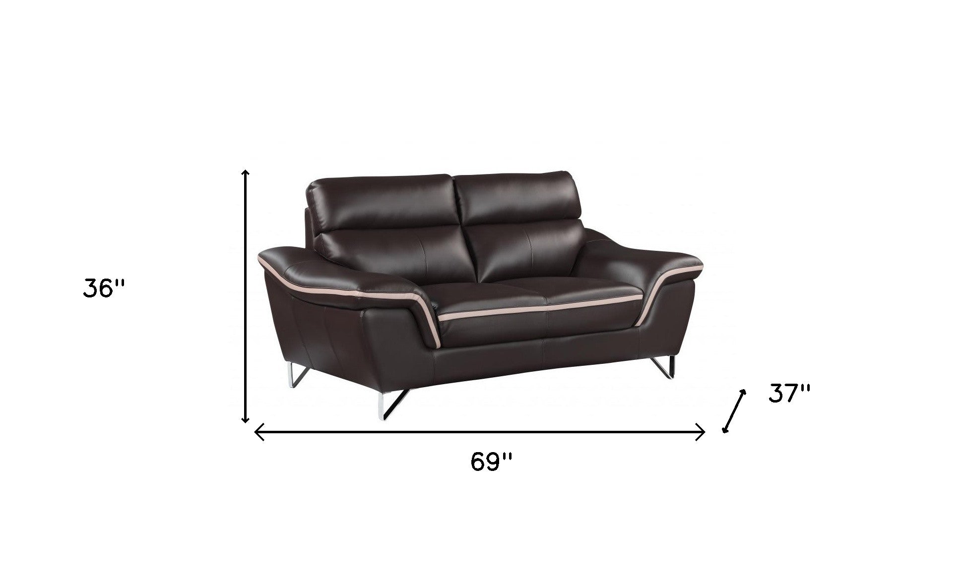 Loveseat contemporáneo de cuero marrón de 36"