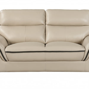 Loveseat de cuero beige contemporáneo de 36"
