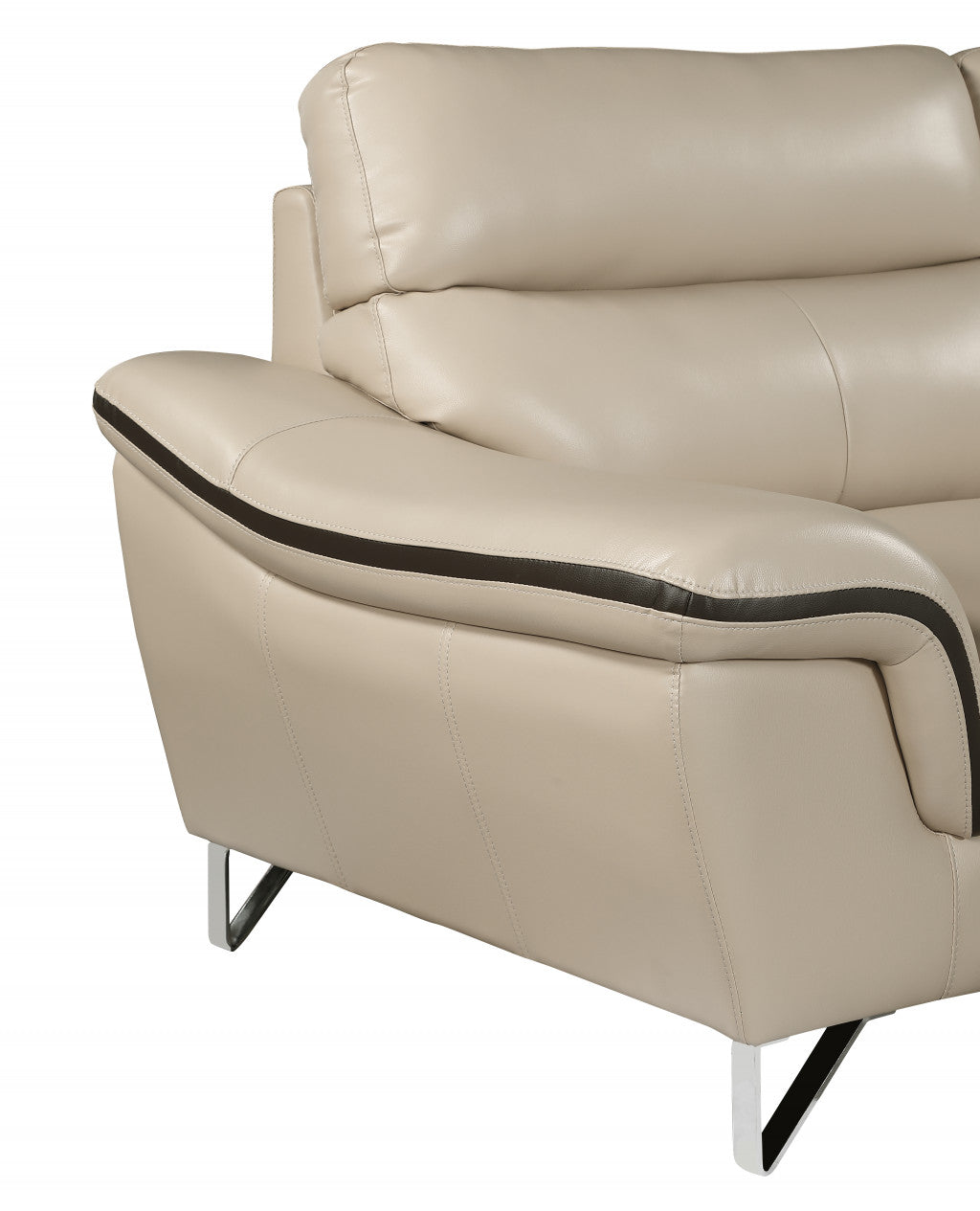 36" Contemporary Beige Leather Loveseat