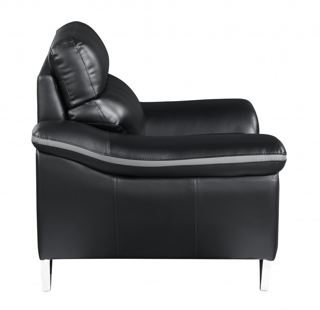 36" Contemporary Black Leather Loveseat