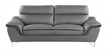 Contemporary Grey Leather Loveseat 36