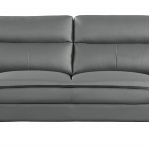 Contemporary Grey Leather Loveseat 36"