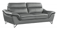 Contemporary Grey Leather Loveseat 36