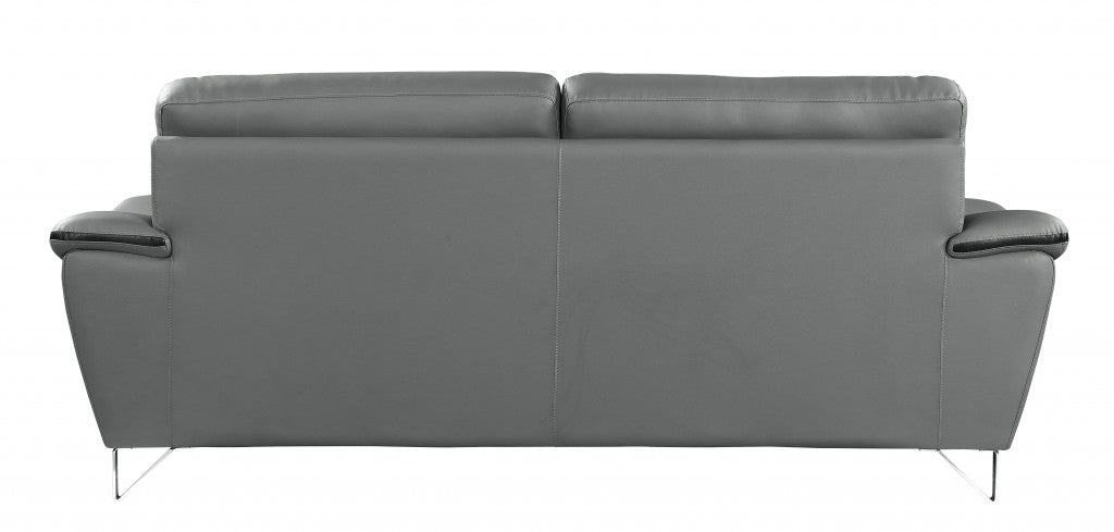 Contemporary Grey Leather Loveseat 36"