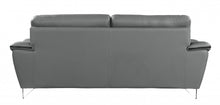 Contemporary Grey Leather Loveseat 36