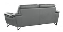 Contemporary Grey Leather Loveseat 36
