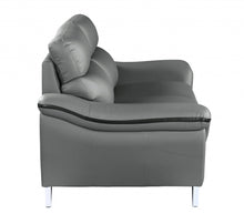 Contemporary Grey Leather Loveseat 36