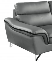 Contemporary Grey Leather Loveseat 36