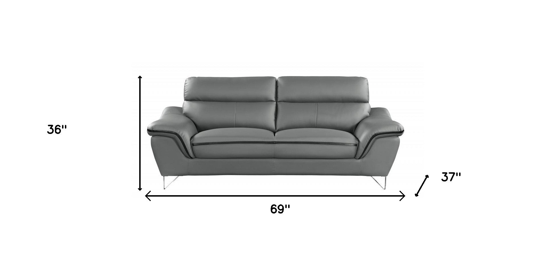 Contemporary Grey Leather Loveseat 36"
