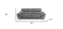 Contemporary Grey Leather Loveseat 36