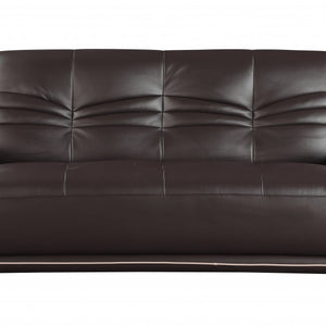 36" Elegant Brown Leather Sofa