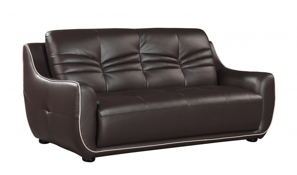 36" Elegant Brown Leather Sofa
