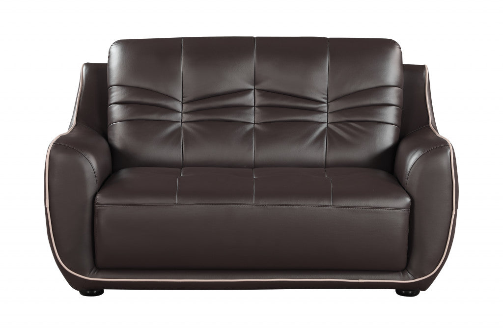 36" Elegant Brown Leather Sofa