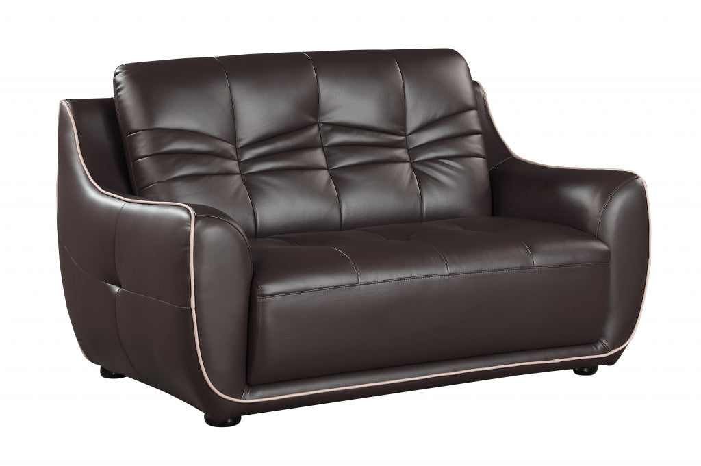 36" Elegant Brown Leather Sofa