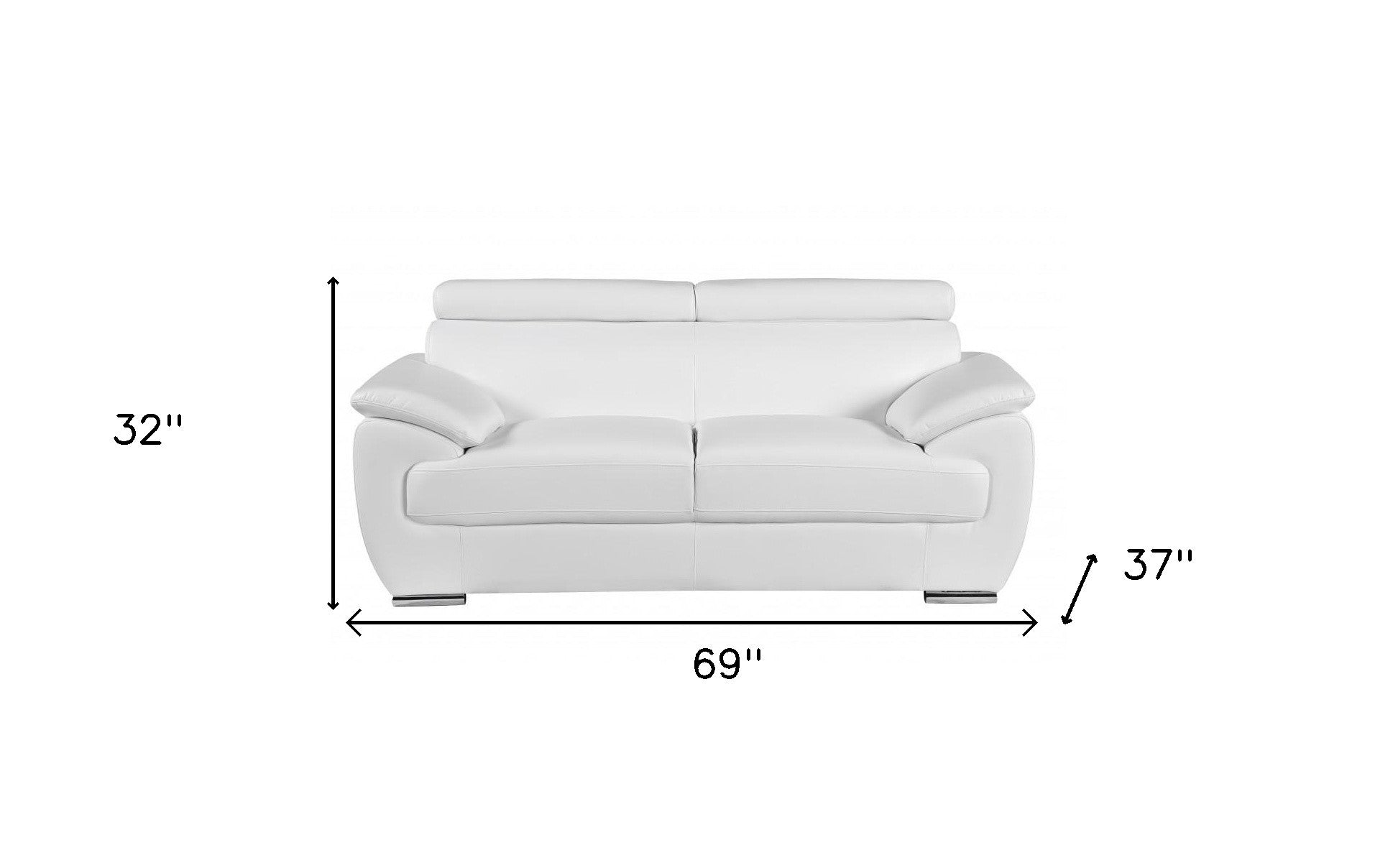 Captivating White Leather Loveseat 32" To 38"