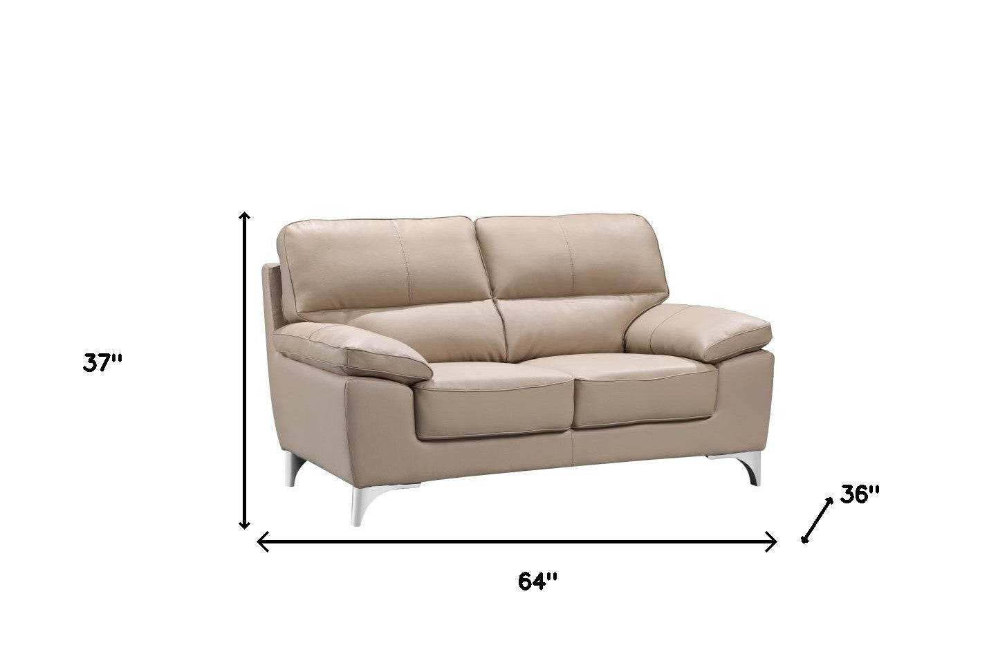 37" Classy Beige Leather Loveseat