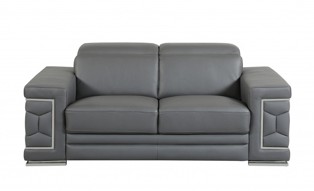 Loveseat de cuero gris oscuro resistente de 71"