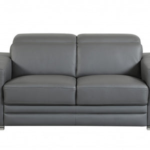 Loveseat de cuero gris oscuro resistente de 71"