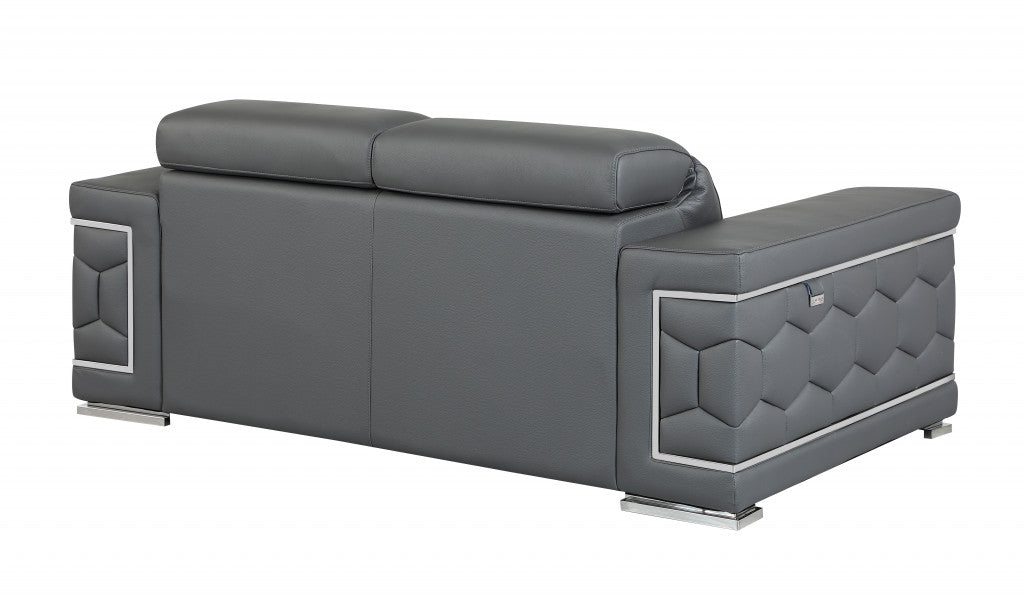 Loveseat de cuero gris oscuro resistente de 71"