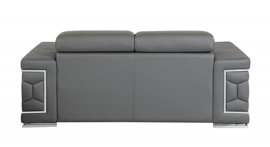Loveseat de cuero gris oscuro resistente de 71"