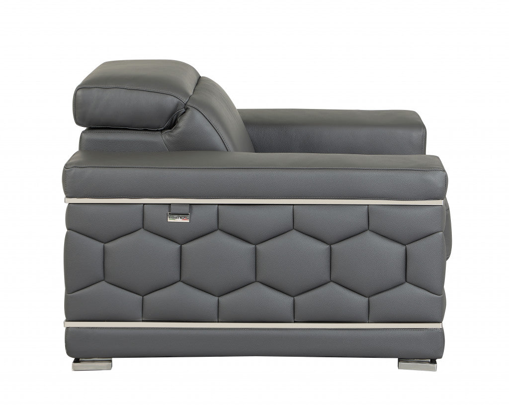 Loveseat de cuero gris oscuro resistente de 71"