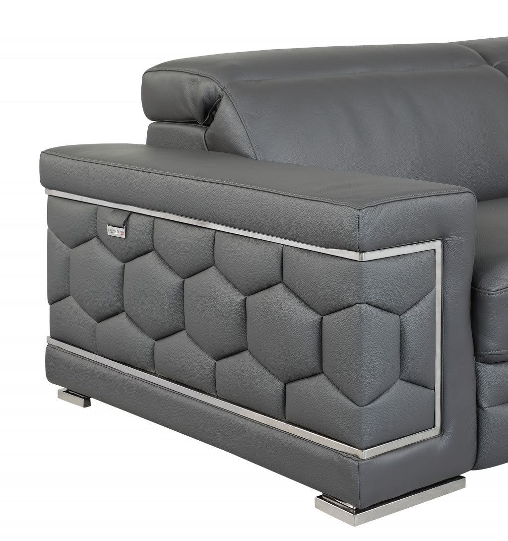 Loveseat de cuero gris oscuro resistente de 71"