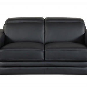 Loveseat de cuero negro resistente de 71"