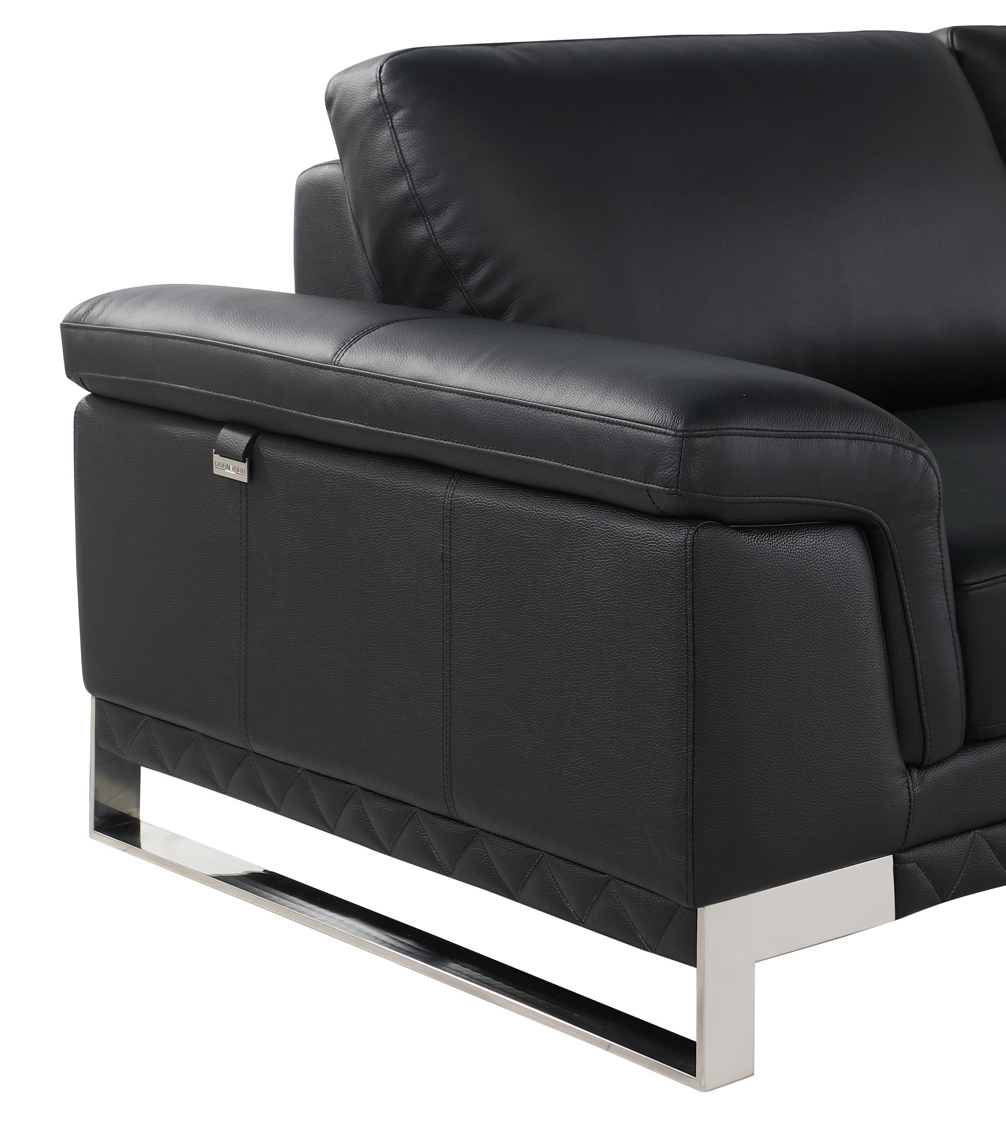 Loveseat de cuero negro de 32"