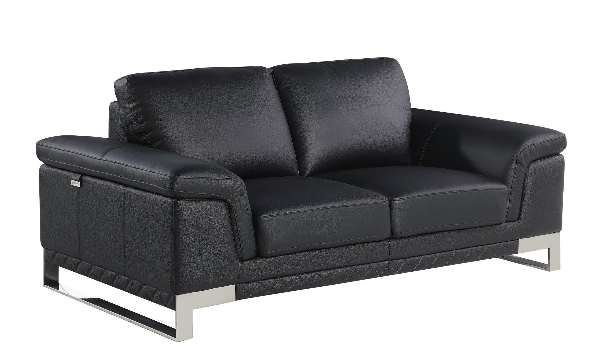 Loveseat de cuero negro de 32"