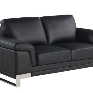 Loveseat de cuero negro de 32"