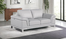 Lovely Light Grey Leather Loveseat 32