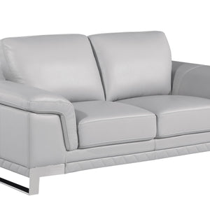 Lovely Light Grey Leather Loveseat 32"