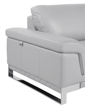 Lovely Light Grey Leather Loveseat 32