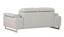 Tasteful Light Grey Genuine Italian Leather Loveseat