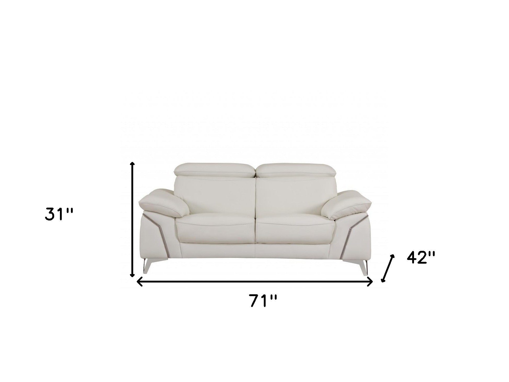 31" Fashionable White Leather Loveseat