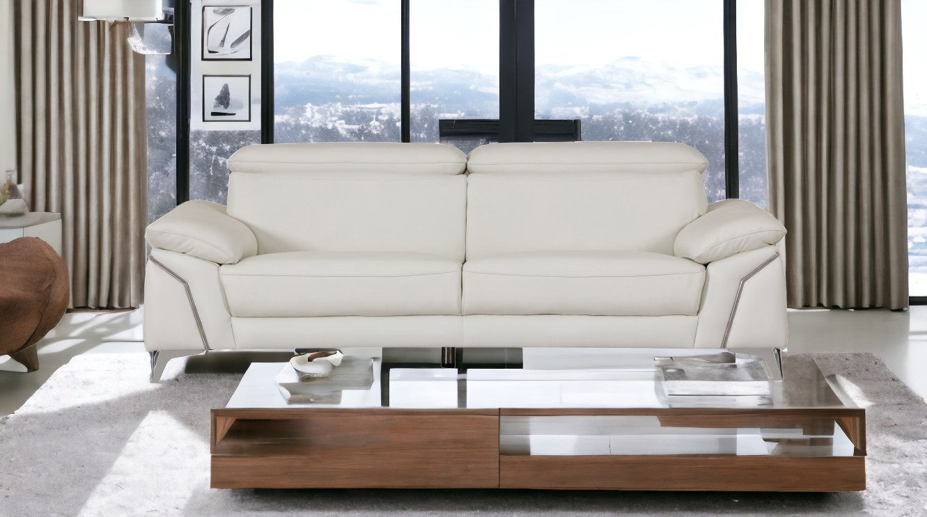 31" Fashionable White Leather Loveseat