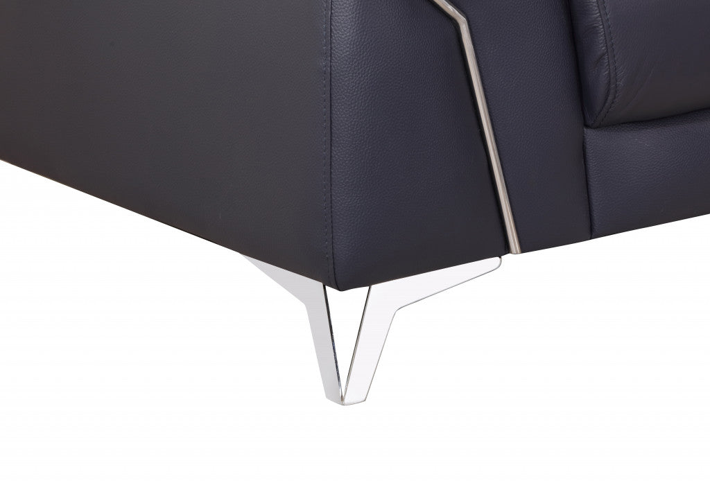 31" Navy Blue Genuine Italian Leather Loveseat