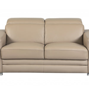 Modern Beige Leather Loveseat - 29” To 38"