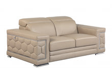 Modern Beige Leather Loveseat - 29” To 38