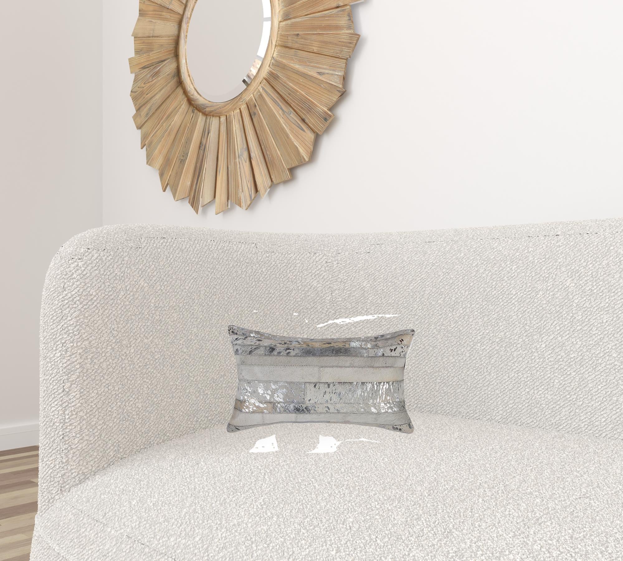 12" X 20" X 5" Black And Silver  Pillow