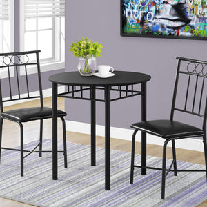 35" Black Leather Look Foam And Metal Three Pieces Dining Set