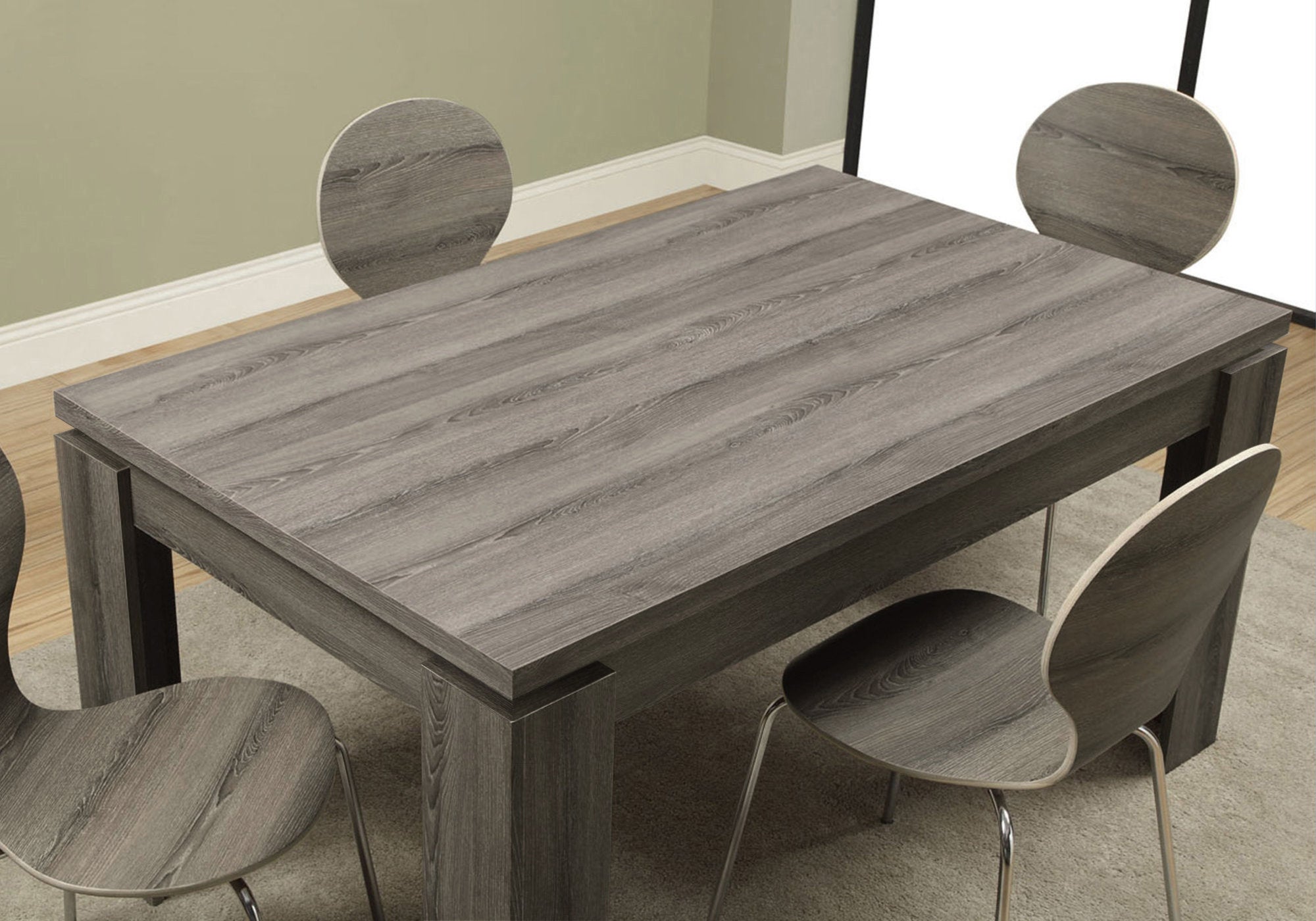 35.5" X 59" X 30" Dark Taupe Particle Board Hollow Core And Mdf  Dining Table