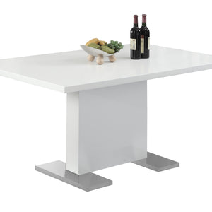 59" White And Gray Rectangular Solid Wood And Metal Dining Table