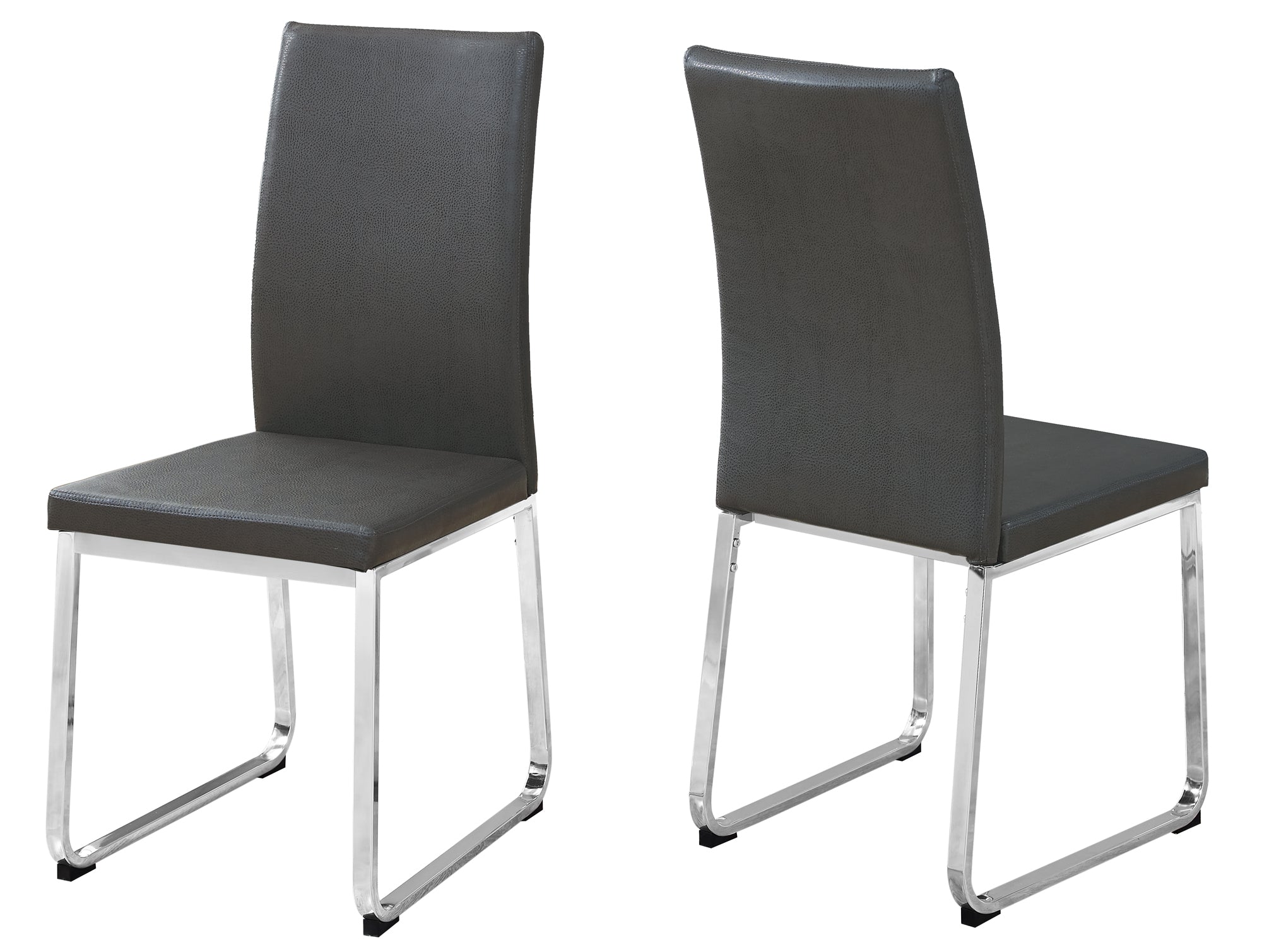 Two 39.5" Leather Look Foam And Chrome Metal Dining Chairs